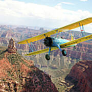 Boeing Stearman At Mount Hayden Grand Canyon Art Print