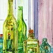Bottles - Shades Of Green Art Print