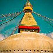 Boudhanath Stupa In Nepal With Blue Sky Art Print