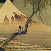 Boy Viewing Mount Fuji Art Print