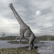 Brachiosaurus Dinosaur Backdropped Art Print