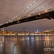 Brooklyn Bridge Lights Art Print