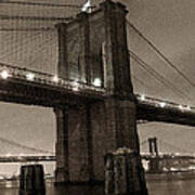Brooklyn Bridge Sepia Photofresco Art Print