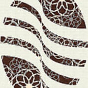 Brown And Silver Floral Pattern Art Art Print