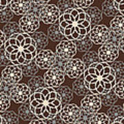 Brown And Silver Floral Pattern Art Print