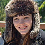 Brown Haired And Freckle Faced Natural Beauty Model Wearing A Hat Art Print