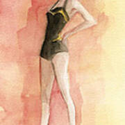 Brown Vintage Bathing Suit 3 Fashion Illustration Art Print Art Print