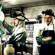 Bryan Cranston As Walter White And Aaron Paul As Jesse Pinkman Cooking Metha @ Tv Serie Breaking Bad Art Print