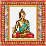 Buddha Sparkle Bronze Painted N Jewel Border Deco Navinjoshi  Rights Managed Images Graphic Design I Art Print