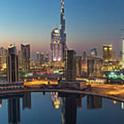 Burj Khalfa And Business Bay Art Print