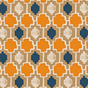 Burlap Blue And Orange Design Art Print