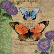 Burlap Butterflies Ii Art Print