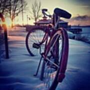 #burlington #bike #vermont #sunset #sun Art Print