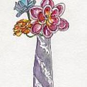 Butter Knife Vase With Flowers Art Print