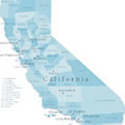 California Vector Map Regions Isolated Art Print