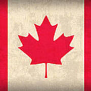 Canada Flag Vintage Distressed Finish Art Print