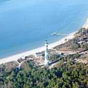 Cape Lookout Lighthouse Aerial View Art Print