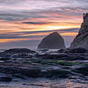 Cape Rocks And Surf Sunset Art Print