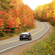 Car Driving On Remote Appalachian Highway In Fall Art Print