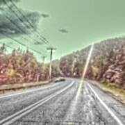 #car #road #sky #mountains #light #sun Art Print