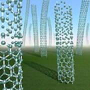 Carbon Nanotubes Growing In Grassy Plain Art Print