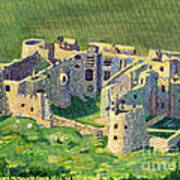 Carew Castle Aerial Painting Art Print