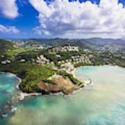 Caribbean, St. Lucia, Choc Bay, Aerial Photo Of Calabash Cove Resort Art Print