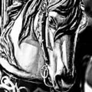 Carousel Horse Two - Bw Art Print