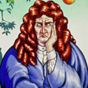 Cartoon Of Isaac Newton Art Print