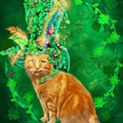 Cat In The Shamrock Hat Art Print