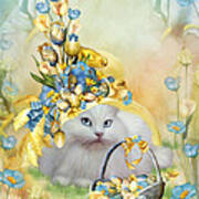 Cat In Yellow Easter Hat Art Print