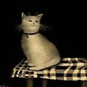 Cat On Checkered Tablecloth   No. 1 Art Print