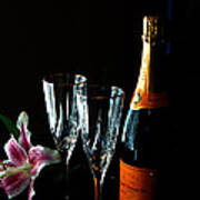 Champagne And Flowers Art Print