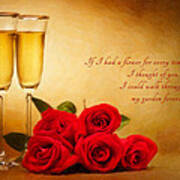 Champagne Glasses And Roses Art Print