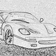 Charcoal Ferrari Art Print