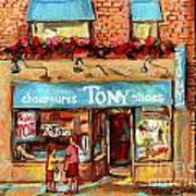 Chaussures Tony Shoes On Greene Westmount Vintage Storefront Paintings Cityscene Montreal Art Art Print