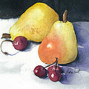 Cherries And Pears Art Print