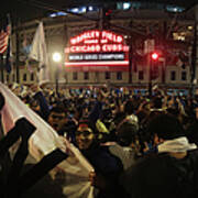Chicago Cubs Fans Gather To Watch Game Art Print