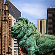 Chicago Lion Statues At The Art Institute Art Print