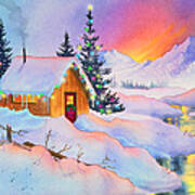 Christmas Cabin Art Print
