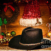 Christmas Cowboy Hat Art Print