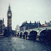 Christmas Snow In London Art Print