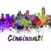 Cincinnati Skyline In Watercolor Art Print