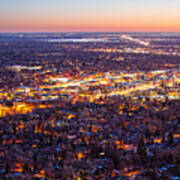 City Of Boulder Colorado Downtown Scenic Sunrise Panorama Art Print