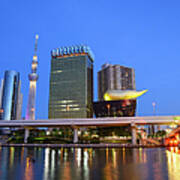 Cityscape Over Sumida River At Dusk Art Print