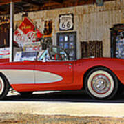 Classic Corvette On Route 66 Art Print