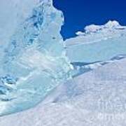 Clear Glacier Ice Chunks With Snow And Blue Sky Art Print