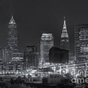 Cleveland Night Skyline Iv Art Print