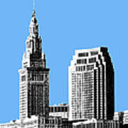 Cleveland Skyline 1 - Light Blue Art Print