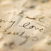 Close Up Of Antique Love Letter On Parchment Art Print